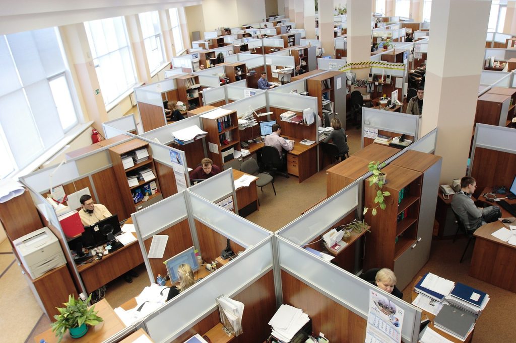 image of an office with multiple cubicles