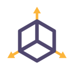 icon of a cube with arrows emerging from each corner